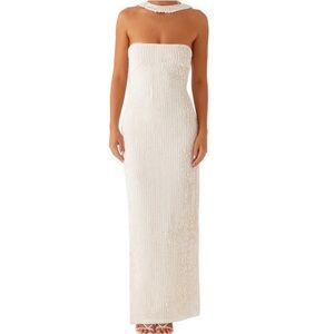 Peppermayo Strapless Cream Dress